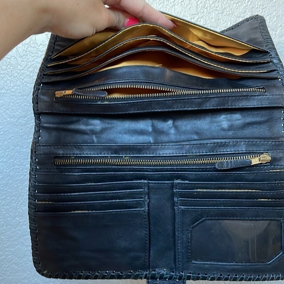 CLEOBELLA Anthropologie Cut-Out Black Leather Boho Clutch - Picture 9 of 11